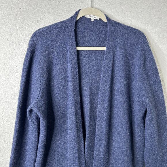 Madewell Kent Cardigan Womens Medium Blue Coziest Yarn Longline Open Front - Picture 5 of 9